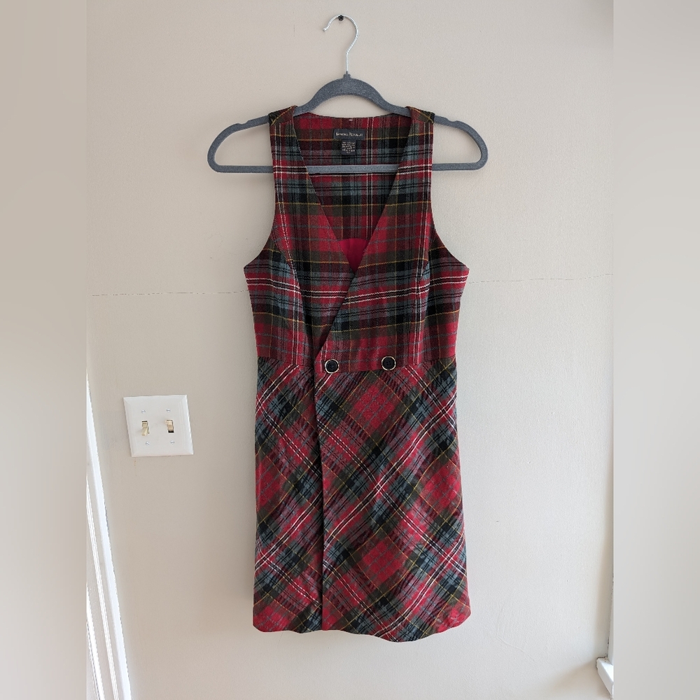 Banana Republic Wool Red-Plaid Wrap Dress